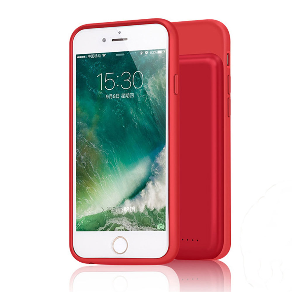 iPhone 8 Plus / 7 Plus / 6s Plus / 6 Plus Portable Power Charging TPU Full Case 5000 mAh (RED)